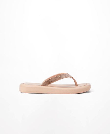 Oysho Jewel Beach Sandals Bézs Rózsaszín | DYAITZ-217