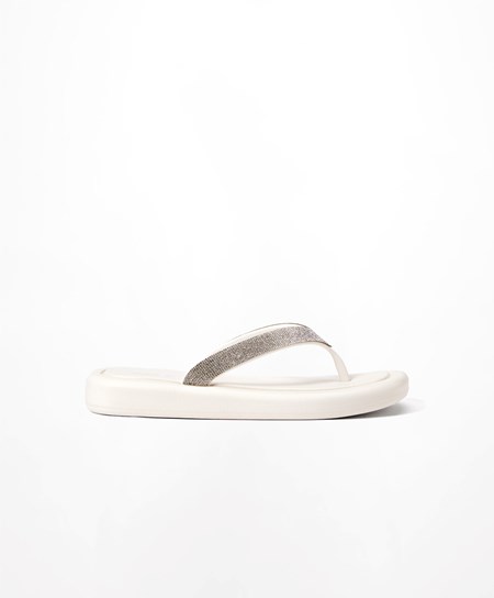 Oysho Jewel Beach Sandals Fehér | HLUTGF-564