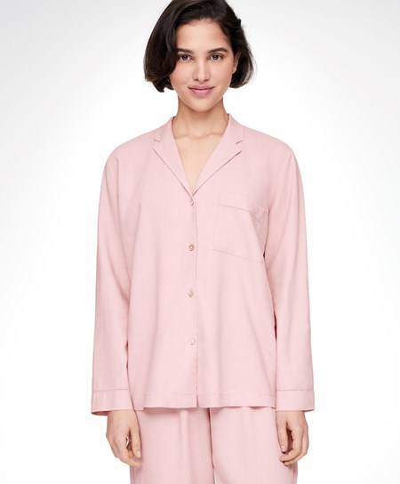 Oysho Long-sleeved Linen Shirt Rózsaszín | IMFYPB-940