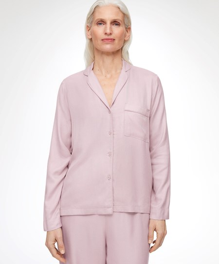 Oysho Long-sleeved Shirt With Piping Rózsaszín | PFITOQ-024