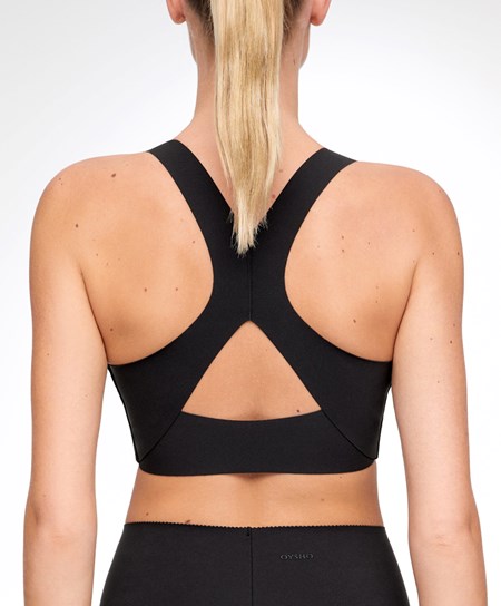 Oysho Medium Support Compressive Sports Bra Fekete | OJGHLS-610