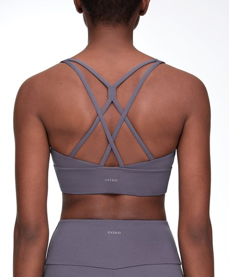 Oysho Medium-support Sports Bra With Cups Purple-grey | MFOQAR-845