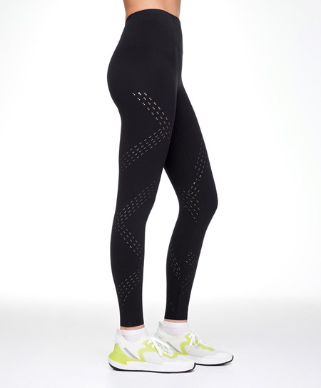 Oysho Microperforated 65cm Compressive Leggings Fekete | LJIGQD-658