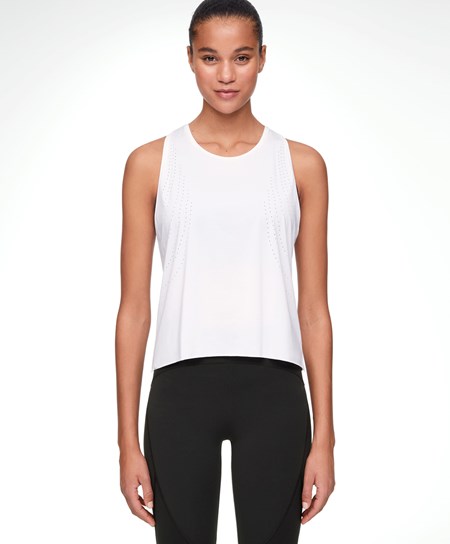 Oysho Microperforated Technical Ujjatlan T-shirt Fehér | DHTNAK-357