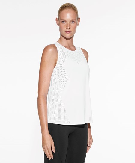 Oysho Microperforated Technical Ujjatlan T-shirt Fehér | YUOWEL-742