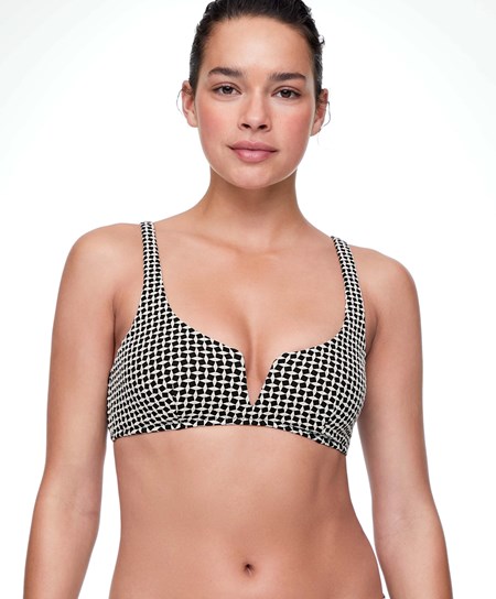 Oysho Mini Geometric Halter Bikini Top Fekete | DRFTNI-936