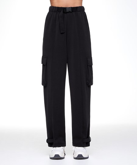 Oysho Modal Cargo Trousers Fekete | DXZAUH-594