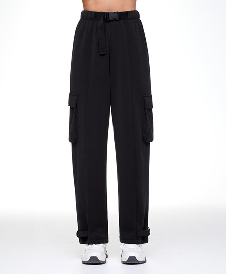 Oysho Modal Cargo Trousers Fekete | XSYPEL-506