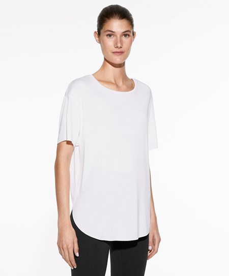 Oysho Modal Rövid-sleeved T-shirt Ecru | OJXPMC-260