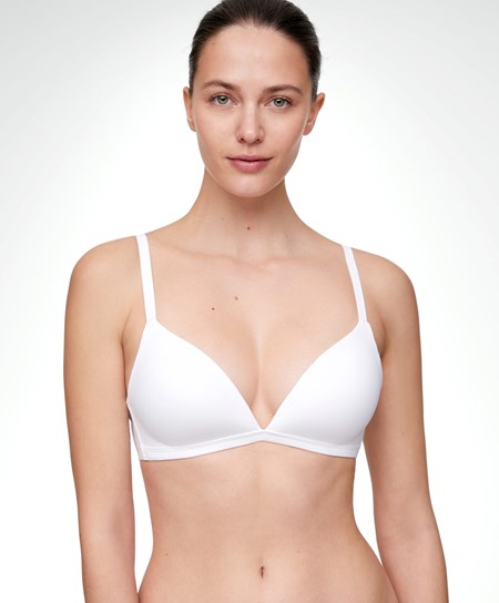 Oysho Pamut Push-up Triangle Bra Fehér | QFSXRA-742