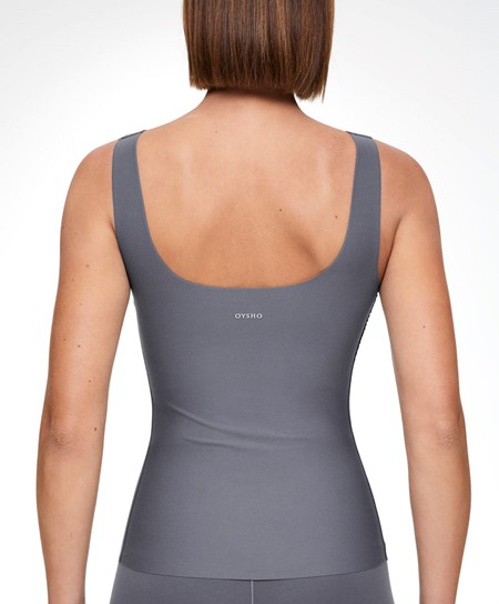 Oysho Perfect-adapt Vest Top With Cups Steel | QFCWLK-714