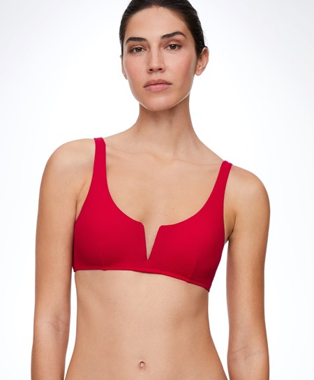 Oysho Piqué Halterneck Bikini Top Piros | YQXBJM-710