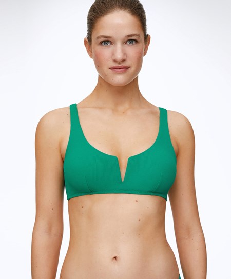 Oysho Piqué Halterneck Bikini Top Zöld | RDBAXT-536