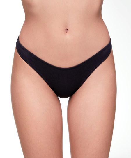 Oysho Piqué Mid-rise Bikini Briefs Fekete | DLYZWM-315