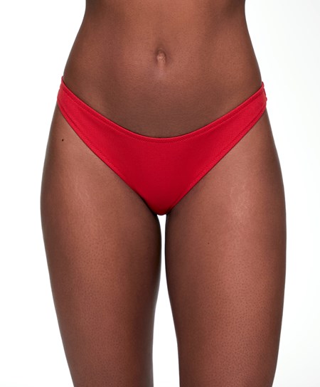 Oysho Piqué Mid-rise Bikini Briefs Piros | DEMSRU-057