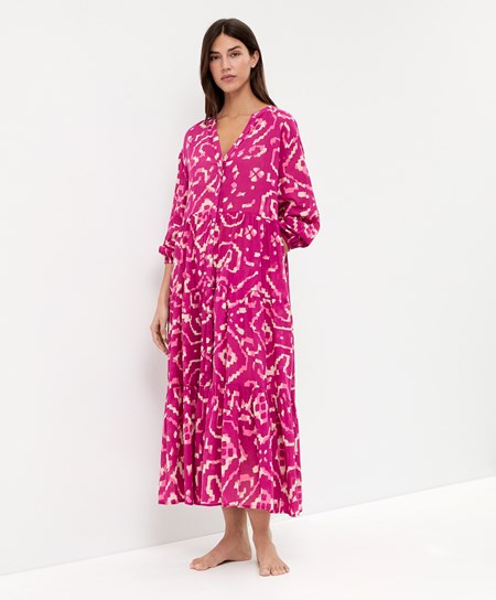 Oysho Printed 100% Pamut Tunic Ruha Bougainvillea | KZFXHW-516