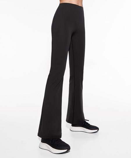 Oysho Raise Up Compressive Flare Trousers Fekete | LFOBSK-670