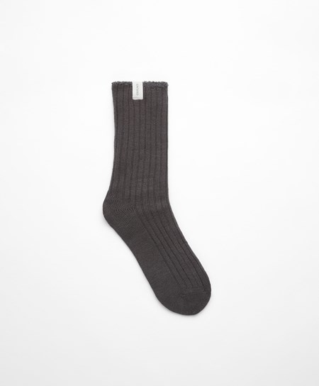 Oysho Rib Classic Socks Anthracite | GMBOHK-905