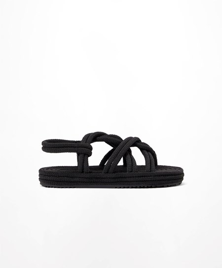 Oysho Rope Sandals Fekete | GQKJML-817