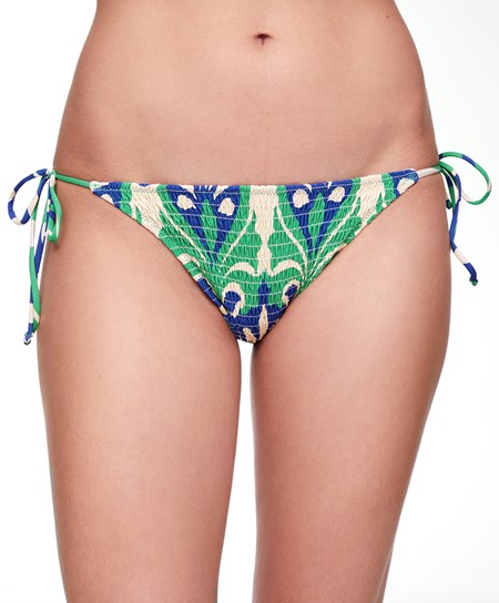 Oysho Smock Motif Print Medium-coverage Bikini Briefs With Ties Zöld | OQBCYU-784