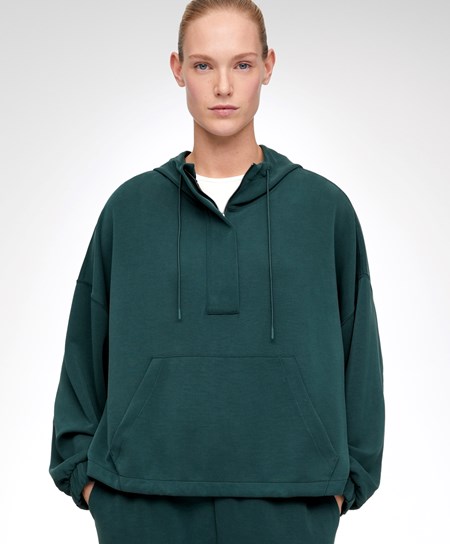 Oysho Soft Touch Modal Sweatshirt With Zip Sötéttürkiz | JCMFHZ-601