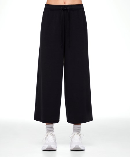 Oysho Soft-touch Modal Cropped Széles Cipő-leg Trousers Fekete | WQSXLR-243