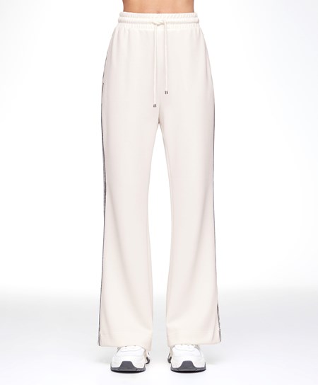 Oysho Stripe Modal Flare Trousers Cream-white | EGDRPN-284