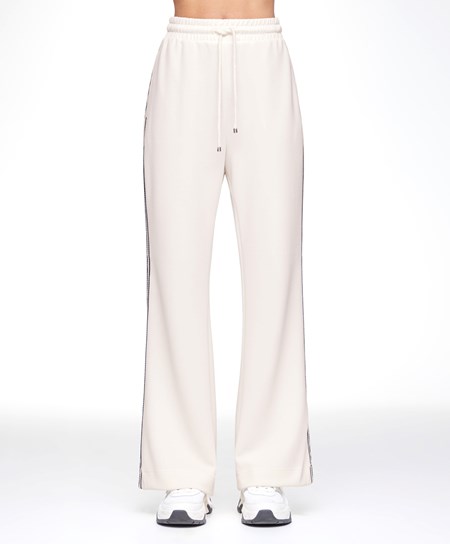 Oysho Stripe Modal Flare Trousers Cream-white | PZMHLU-106