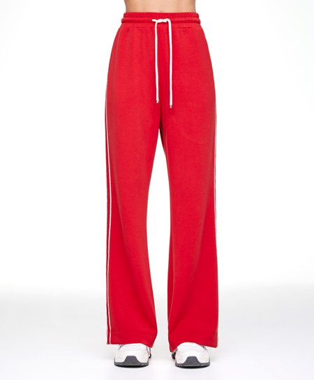 Oysho Stripe Modal Flare Trousers Piros | MTEPGO-730