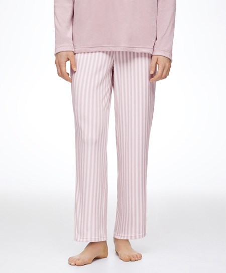 Oysho Stripe Velour Trousers Rózsaszín | ZBRMGS-694