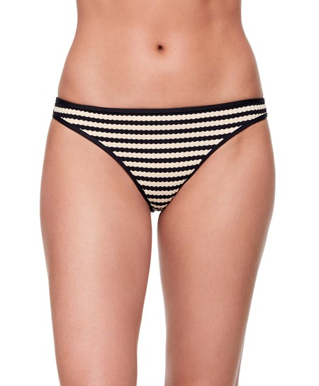 Oysho Textured Stripe Brazilian Bikini Briefs Fekete | GMKOAW-832