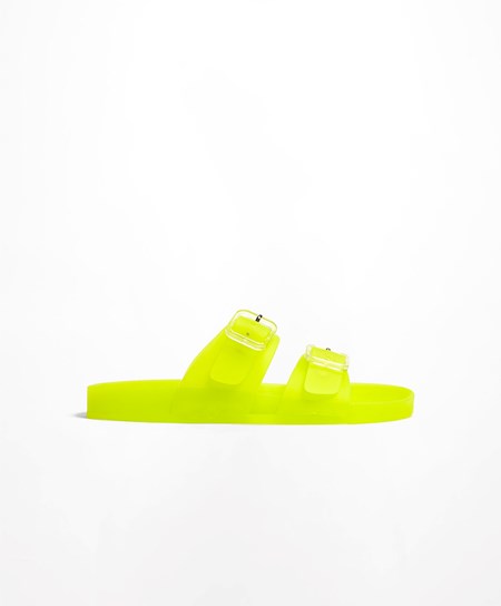 Oysho Translucent Moulded Beach Sandals Lime | JVQEGU-510