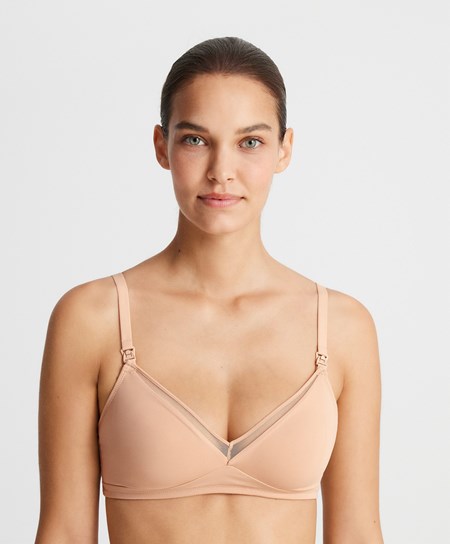 Oysho Tulle Nursing Bra Bézs | BSTEIJ-923