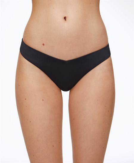 Oysho U-cut Tanga Bikini Briefs Fekete | HRGZXI-491