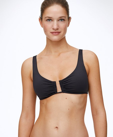 Oysho U-neck Halter Bikini Top Fekete | LERBYJ-381