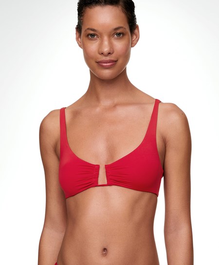 Oysho U-neck Halter Bikini Top Piros | TDOCLH-430