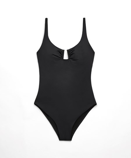 Oysho U-notch Neckline Halter Swimsuit Fekete | SBGPEM-630