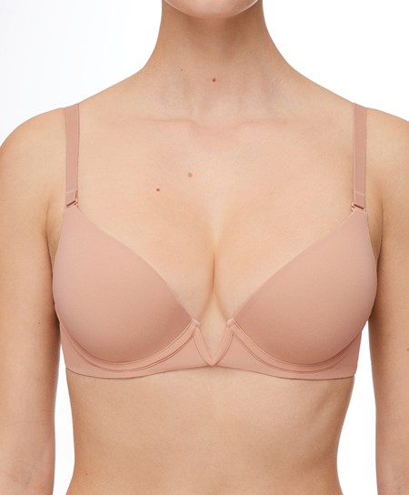 Oysho V-neck Multiway Push-up Bra Bézs | PHZKNT-391