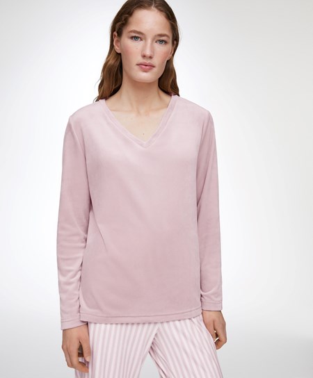 Oysho Velour Long-sleeved T-shirt Rózsaszín | RYSJXM-375