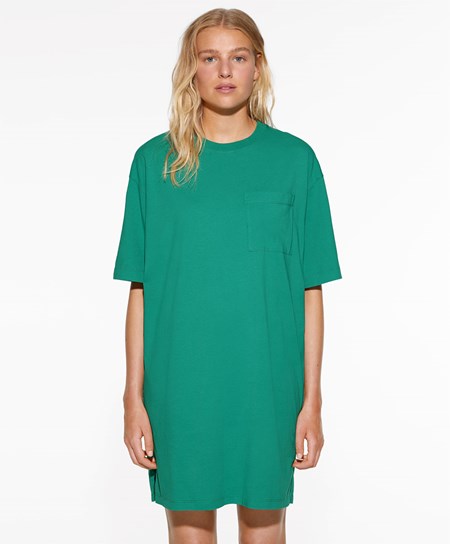 Oysho Washed 100% Pamut Long T-shirt Zöld | ZQYWJP-815